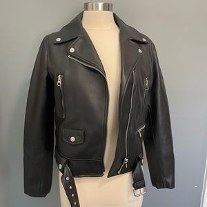 Zara belt biker leather jacket